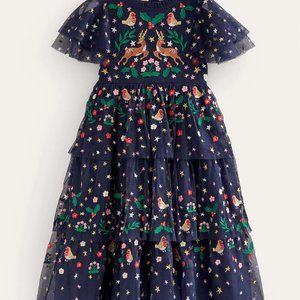 NWT Mini Boden Tulle Embroidered Party Dress